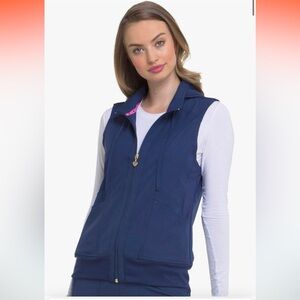 Blue Zip Up Scrub Vest with Detachable Hood